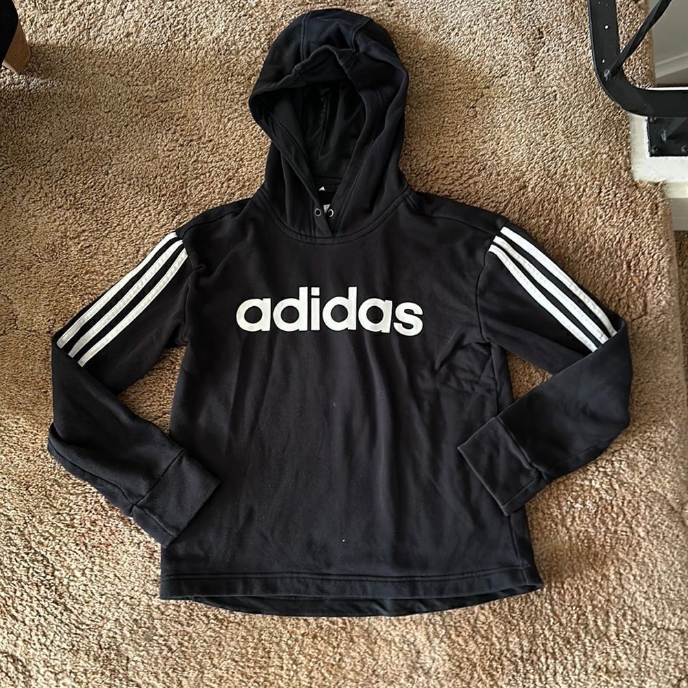 Classic Original Black + White Small Adidas Logo Hoody